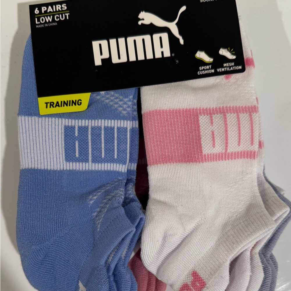 Puma Blue and Pink Athletic Socks Low Cut